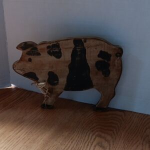 Rustic Wooden Pig Decor